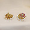 Ruby Floral Studs with Pearl Fringe