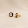 Maroon Enamel Square Kundan Studs