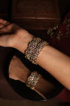 Wide Kundan Cuff Bangle with Emerald Accents - photo 6