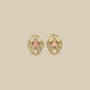 Antique Gold Pink Floral Studs
