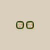 Green Enamel Square Kundan Studs