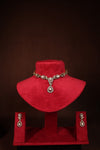 Polki Leaf-Motif Necklace & Earring Set - photo 1