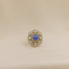 Blue Sapphire Hexagon Polki Ring
