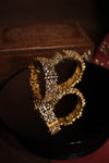 Wide Kundan Cuff Bangle with Emerald Accents - photo 2