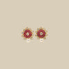 Ruby Floral Studs with Pearl Drop