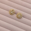 Kundan Floral Studs with Pearl Halo