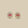 Pink Kundan Floral Stud Earrings