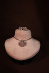 Pearl Choker with Peach Bead Fringe & Polki Medallion - photo 1