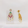 Ruby Chandbali Earrings with Pearl Drops