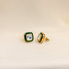 Green Enamel Square Kundan Studs