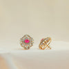 Pink Kundan Floral Stud Earrings