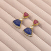 Ruby and Sapphire Drop Earrings