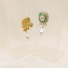Green Kundan Square Studs with Pearl Drops