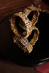 Wide Kundan Cuff Bangle with Emerald Accents - photo 1