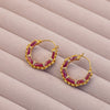Ruby Pave Huggie Hoop Earrings