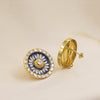 Navy Enamel Victorian Round Studs