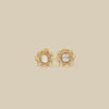 Oval Kundan Studs with Pearl Halo