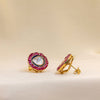 Ruby and Navy Enamel Round Studs
