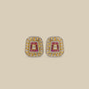Pink Rectangle Kundan Studs