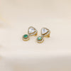Heart Kundan Studs with Green Bead Drop