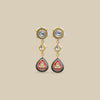 Coral Enamel Long Drop Earrings