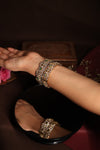 Wide Kundan Cuff Bangle with Emerald Accents - photo 4