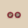 Ruby and Navy Enamel Round Studs