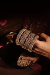 Antique Gold Kundan Bangle Set with Emerald Accents - photo 2