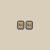 Navy Enamel Rectangle Kundan Studs