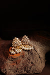 Polki Trillion Stud Earrings with Pearl Drops - photo 1