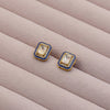 Navy Enamel Rectangle Kundan Studs