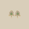 Green Kundan Studs with Pearl Fringe