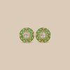 Emerald Green Floral Kundan Studs
