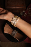 Wide Kundan Cuff Bangle with Emerald Accents - photo 7