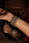 Wide Kundan Cuff Bangle with Emerald Accents - photo 5