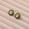 Green Meenakari Oval Studs