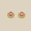 Ruby Floral Studs with Pearl Fringe